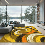 Golden Ochre Abstract Swirl Rug