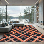 Geometric Copper Lattice Interlocking Lines Rug