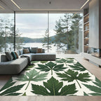 Lush Emerald Botanical Forest Leaf Rug