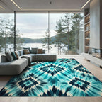 Teal Abstract Diamond Burst Rug