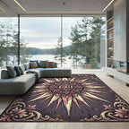 Vintage Mauve Ornate Sunburst Medallion Rug