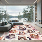 Whimsical Watercolor Kittens Delightful Composition Rug