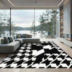 Bold Black and White Houndstooth Abstract Rug
