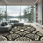 Black and Cream Art Deco Fan Rug
