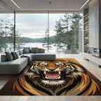 Fierce Orange Tiger Roaring Portrait Rug