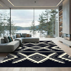 Monochrome Tribal Geometric Diamond Art Rug
