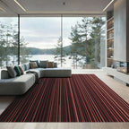 Deep Red Vertical Stripe Rug