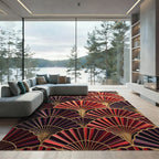 Red Ombre Fan Art Deco Rug