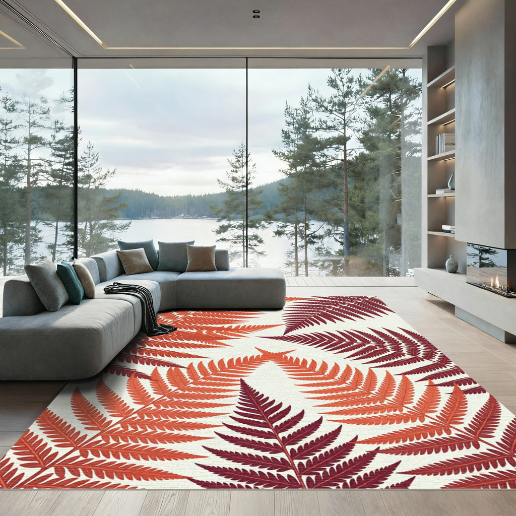 Crimson Fern Botanical Arrangement Rug