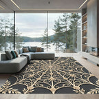 Cream Floral Rose Medallion Lattice Rug