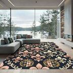 Regal Pink Floral Crested Damask Rug