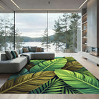 Lush Tropical Green Leafy Arrangement Rug