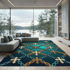 Gothic Gold Crosses and Teal Chainwork Rug
