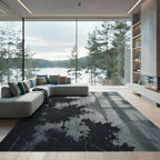 Monochrome Abstract Concrete Splatter Rug