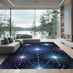 Cosmic Teal Purple Starburst Constellation Rug