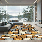 Rustic Stacked Stone Wall Texture Rug