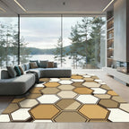Golden Brown Hexagon Tessellation Rug