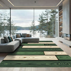 Emerald and Cream Wood Grain Plank Rug