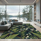 Dark Green Tartan Fern Daisy Meadow Rug