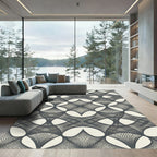 Minimalist Charcoal Interwoven Lattice Rug