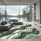 Abstract Emerald Wave Fluid Marble Rug