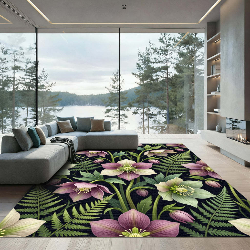 Vintage Floral Fern Arrangement Rug