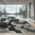 Monochromatic Contour Wave Abstract Rug