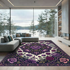 Elegant Violet Floral Medallion Tapestry Rug