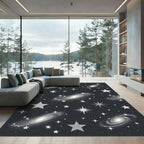 Cosmic Gray Spiral Galaxy Star Rug