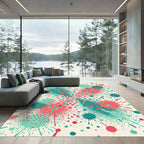 Teal Coral Splatter Dot Burst Rug
