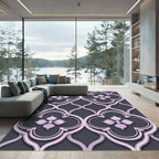 Lavender Damask Lattice Floral Ornament Rug
