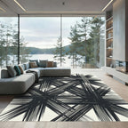 Monochromatic Abstract Brushstroke Overlay Rug
