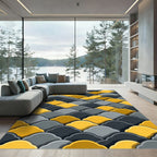Ochre Gray Scallop Overlay Rug