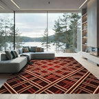 Crimson Gold Interlocking Lattice Rug