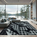 Monochromatic Houndstooth Geometric Facets Rug