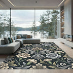 Dark Floral Damask with Creamy Accents Rug
