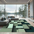 Ombre Green Geometric Block Composition Rug