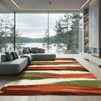 Earthy Forest Brushstroke Striped Area Rug