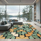 Midcentury Sage and Ochre Clover Tile Rug