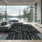 Gray Rope Weave Knotted Pattern Rug