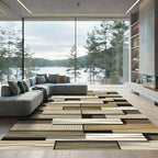 Neutral Wood Plank Patchwork Texture Rug