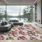 Pink Gold Ballet Slippers Hearts Rug