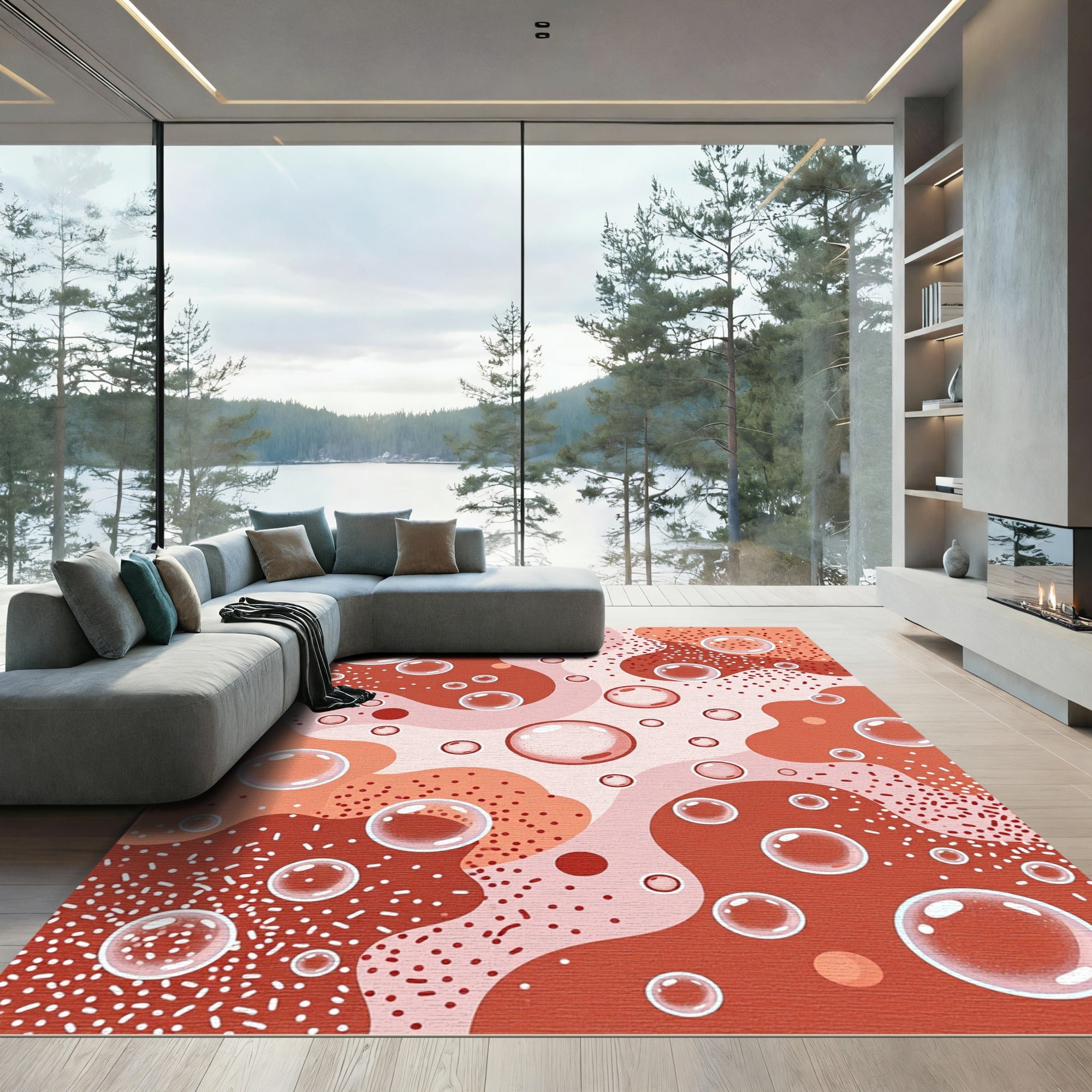 Coral Abstract Bubble Play Rug
