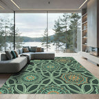 Emerald Botanical Medallion Interlocking Scroll Rug