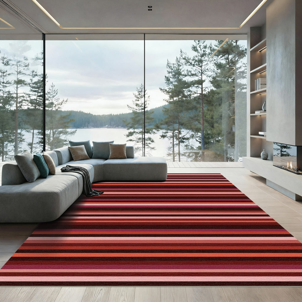 Crimson Red Gradient Stripe Rug