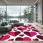 Romantic Pink Heart All-Over Rug