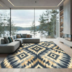 Earthy Indigo Tribal Diamond Medallion Rug
