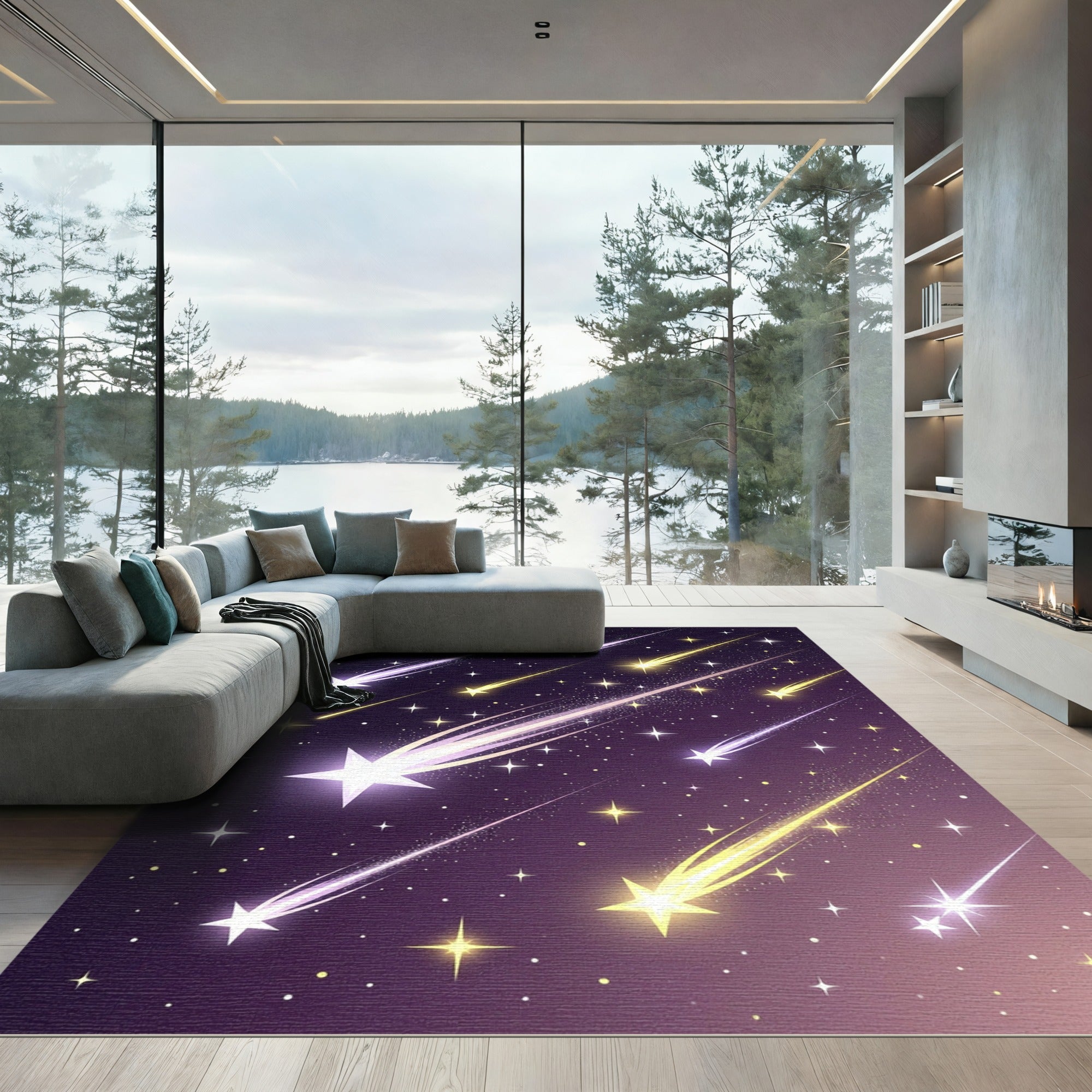 Celestial Shooting Star Night Sky Rug
