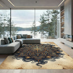 Ornate Gold Blue Majestic Star Rug