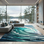 Dynamic Turquoise Ocean Wave Swirl Rug